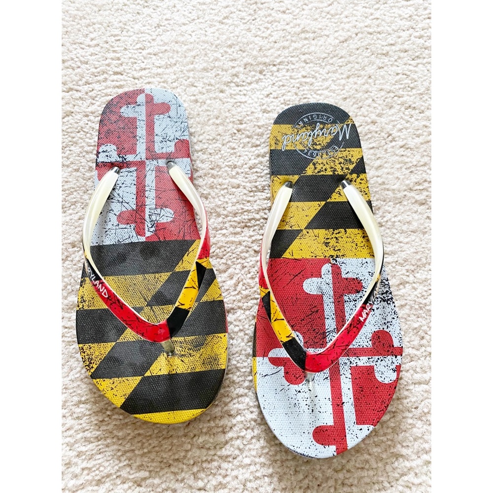Maryland flag flip flops 6.5